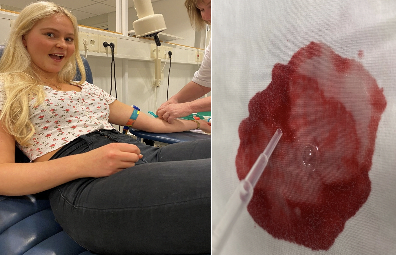 Linna tester om spytt kan fjerne blodflekker.