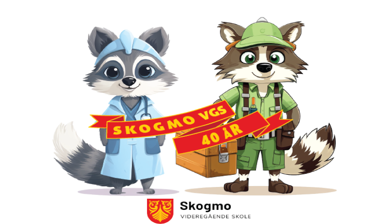 To vaskebjørner med banner 40 år