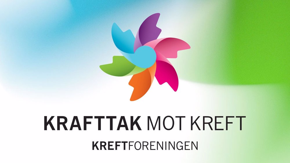 Kreftforeningen sin logo og innsamlingen krafttak mot kreft