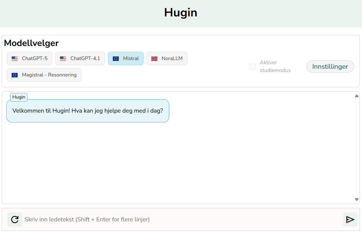 Brukergrensesnitt for Hugin